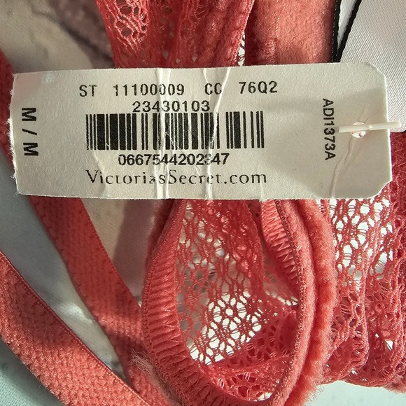 NEW Victorias Secret Coral Pink Lace Unlined Bralette Front Tie Detail Size M - Picture 6 of 10